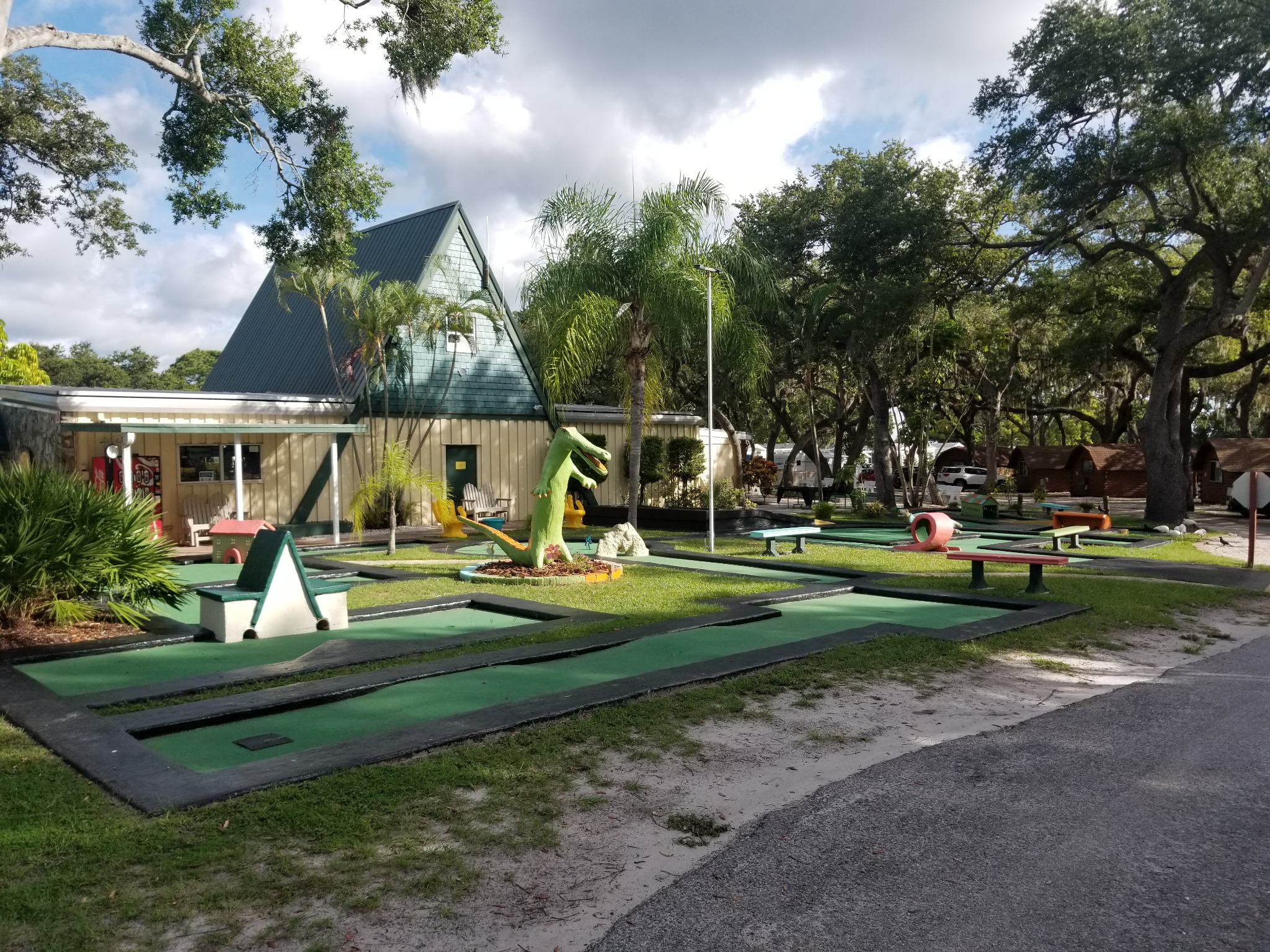 Miniature golf course beside the campground building